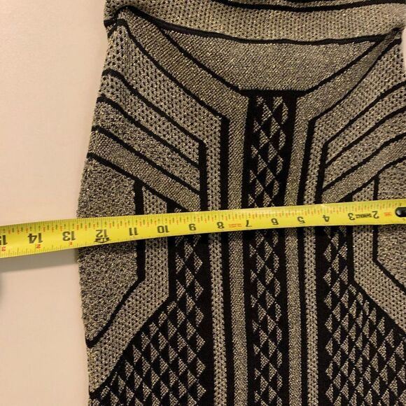 BCBGMaxazria NWT pencil skirt sz s, blk and gold lurex, knee length, pull on - Picture 8 of 16